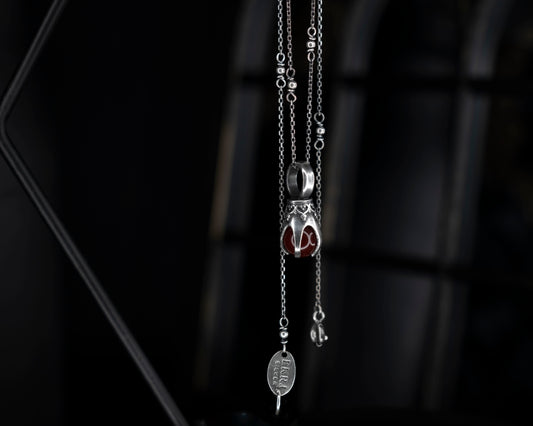 EKRJ785 Red Agate One-of-a-kind Silver Necklace