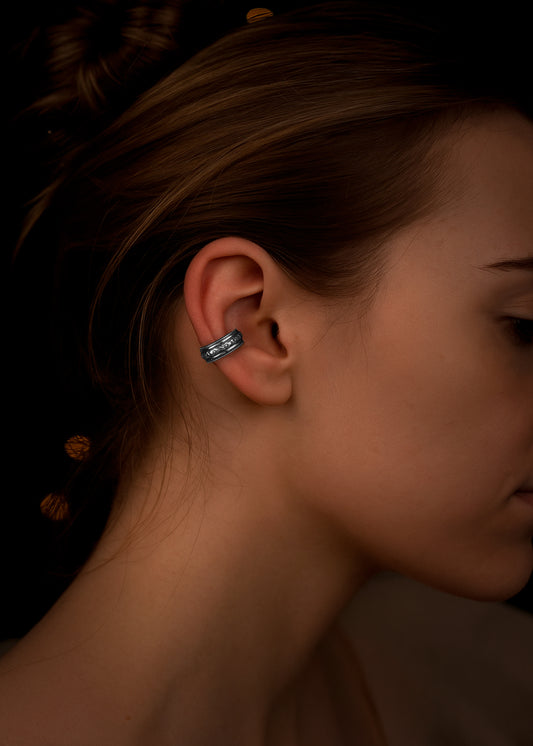 EKRJ1033 Wildflower Whisper Silver Ear Cuff / No piercing needed