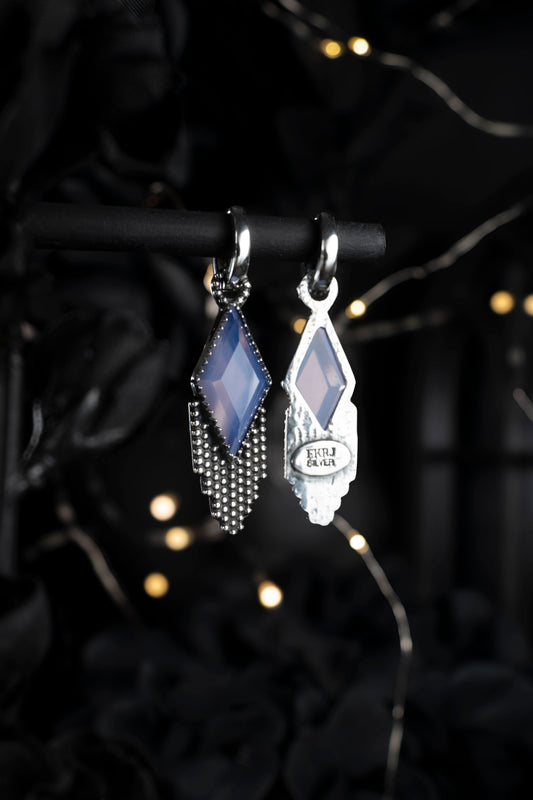 EKRJ1055 Handmade Lavender Quartz & Sterling Silver Dangle Earrings