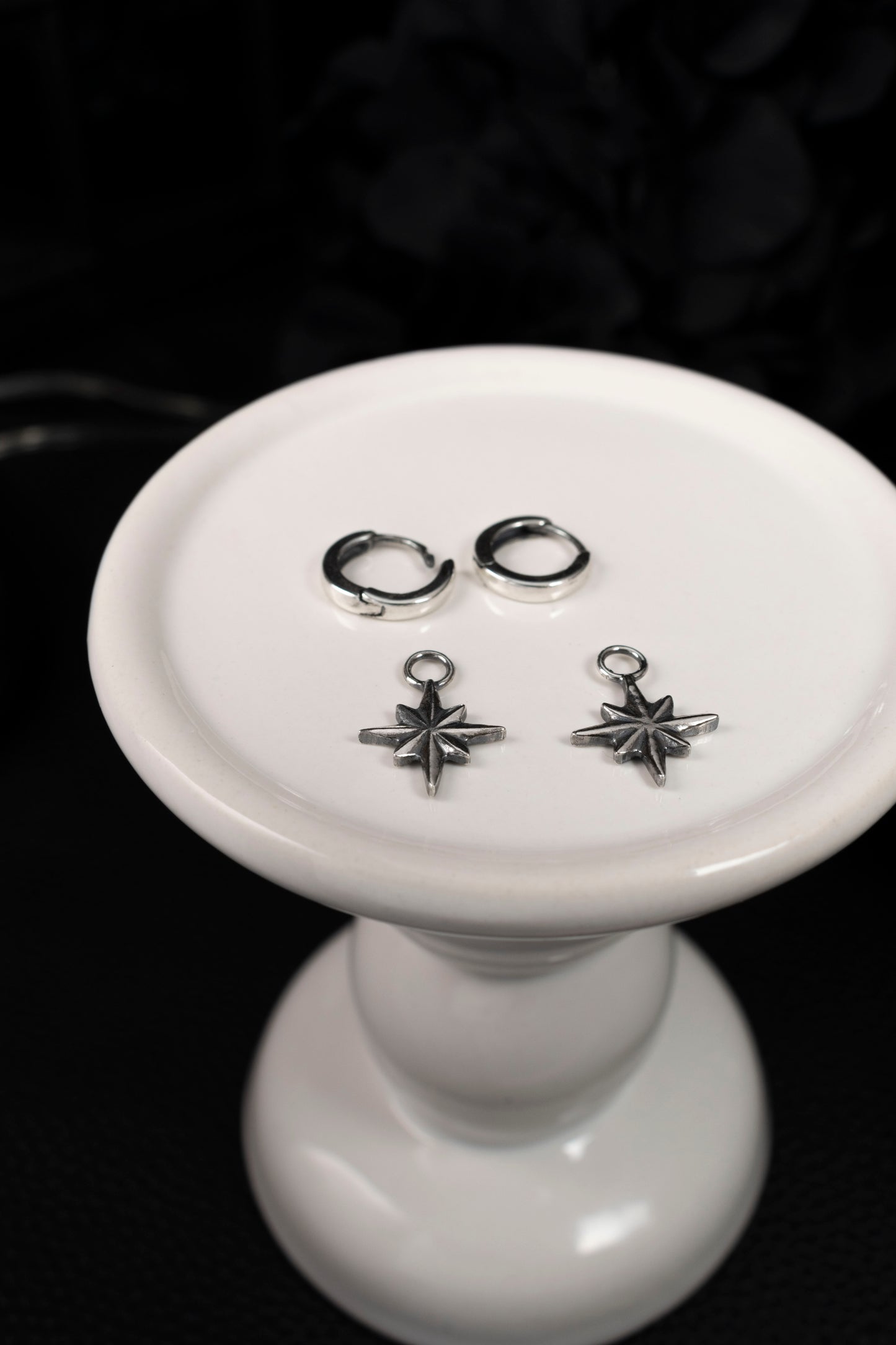 EKRJ1062 Sterling Silver Star Earrings | Dainty Drop Earrings | Unisex Jewelry