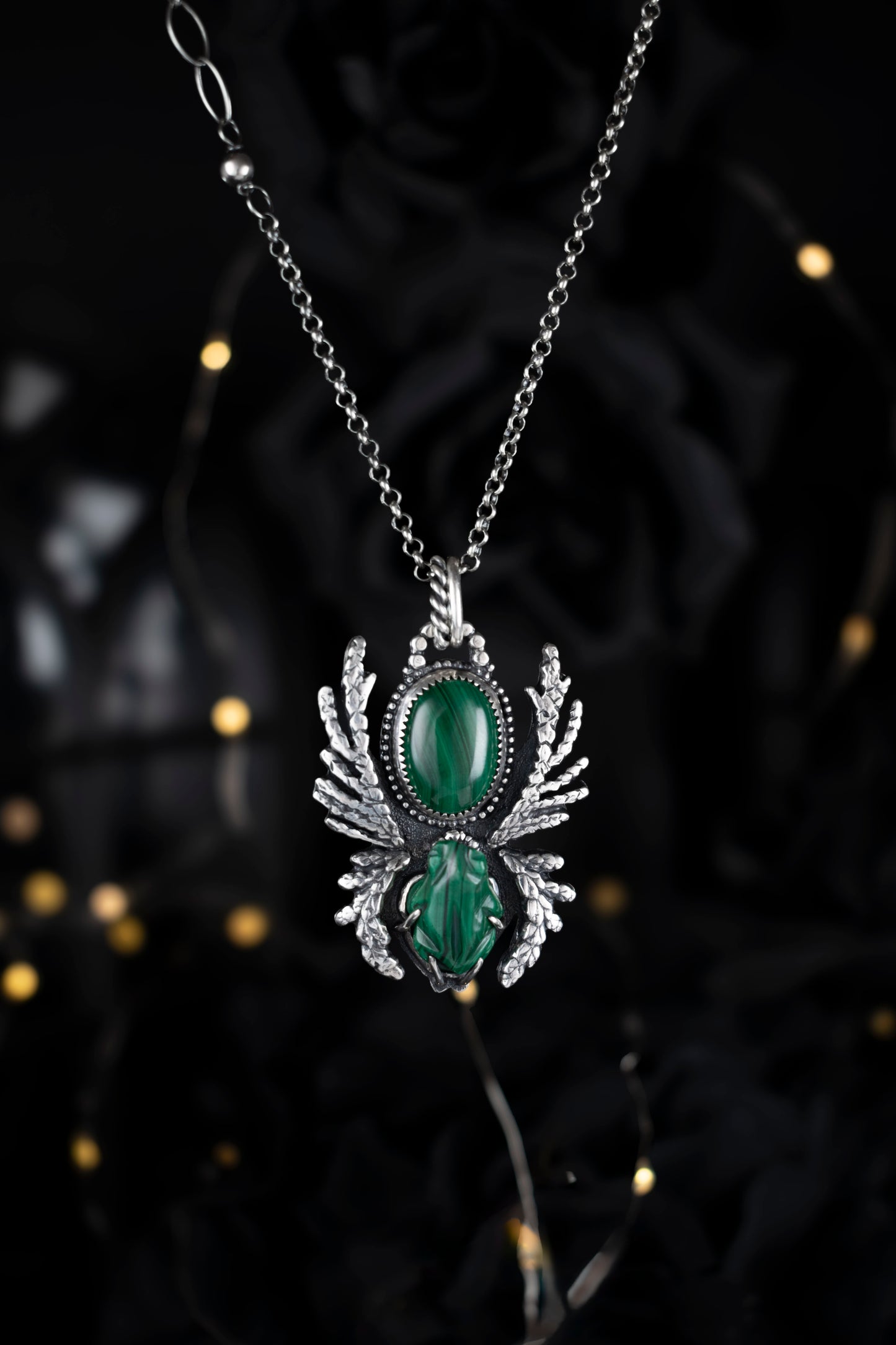 EKRJ1123 Forest Guardian Frog Handmade Silver Jewelry (custom order)