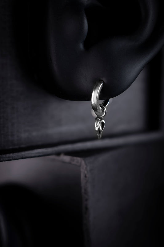 EKRJ1185 Tiny Crow Skull Hoop Dangle Sterling Silver Earrings