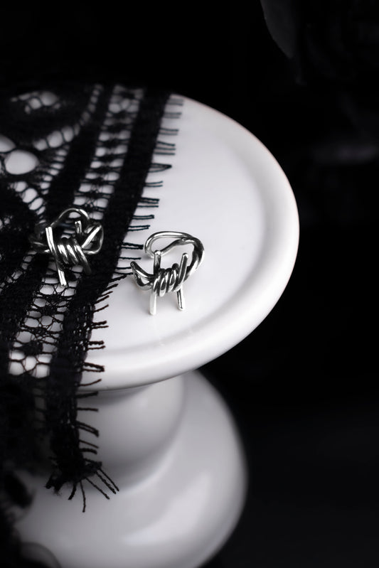EKRJ1232 Handmade Sterling Silver Barbed Wire Ear Cuff | No Piercing Gothic Jewelry