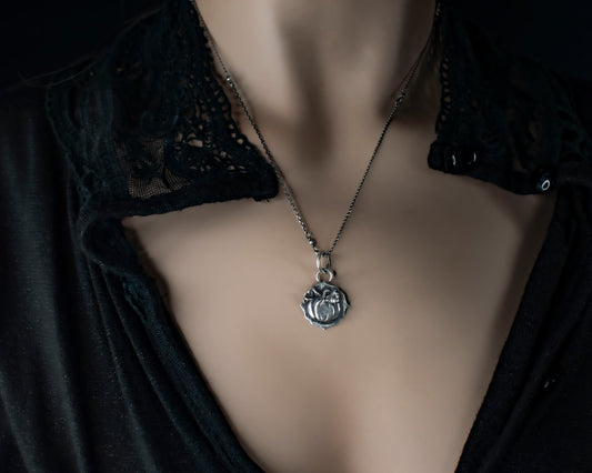 EKRJ723 Pumpkin One-of-a-kind Silver Necklace