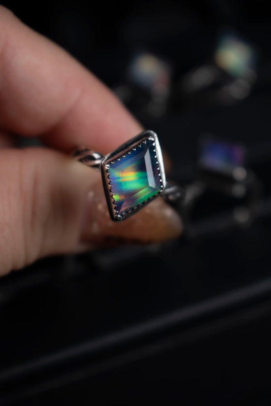 EKRJ1064 Mystic Aurora Opal Sterling SilverRing