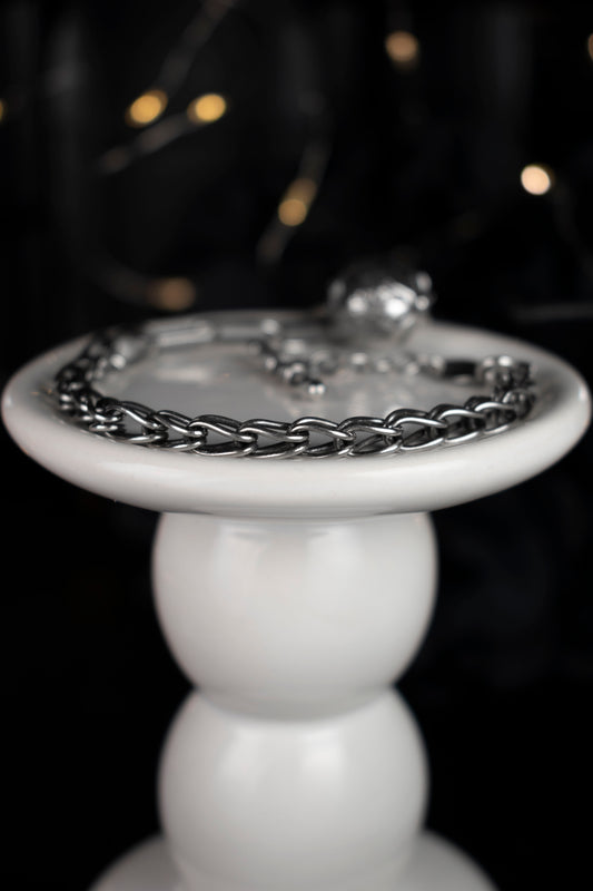 EKRJ472 Petal silver ball bracelet