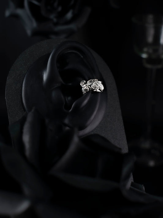 EKRJ592_Rose Silver Ear Cuff / No piercing needed