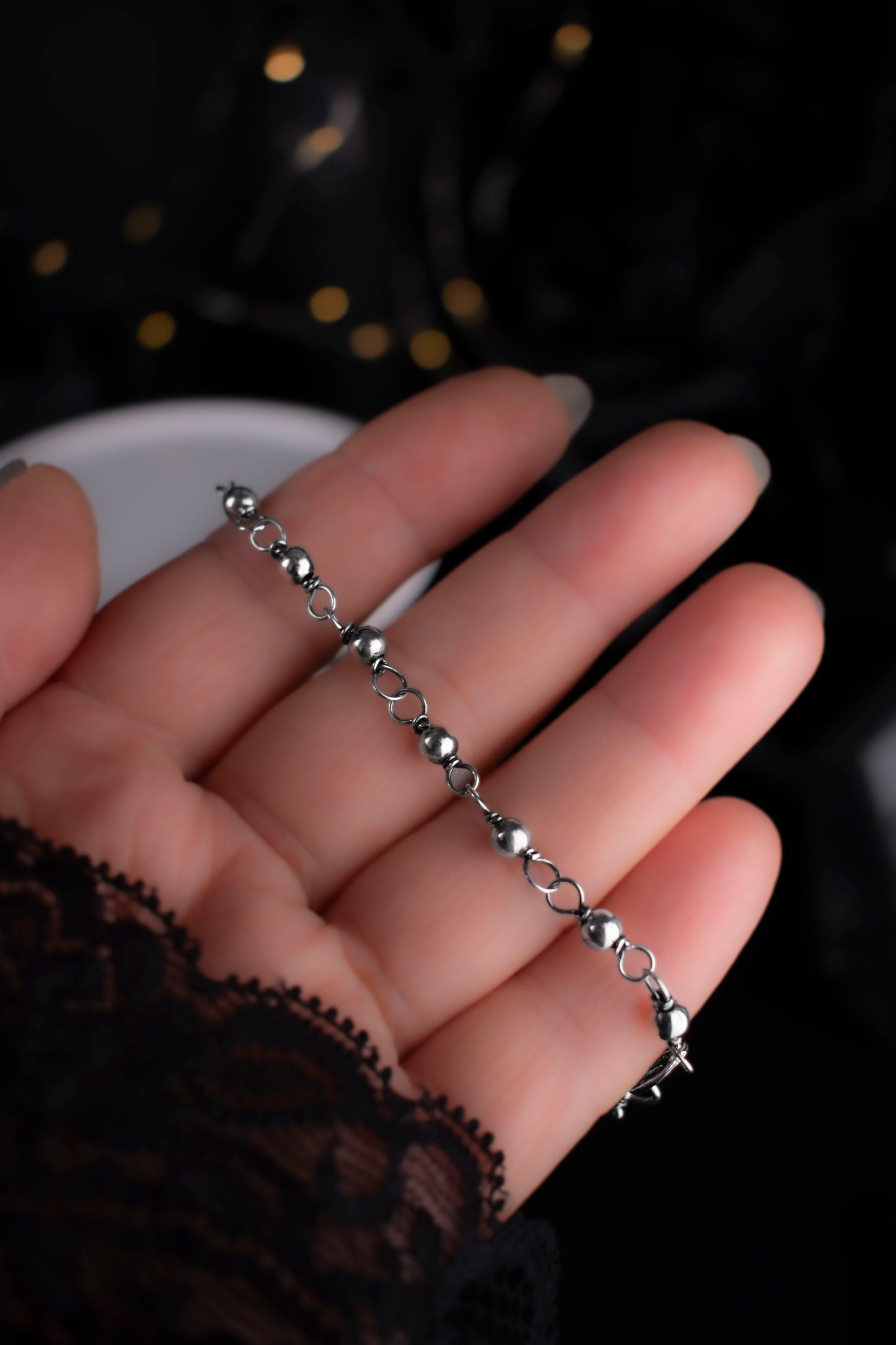 EKRJ599B Handmade Sterling Silver Beaded Bracelet