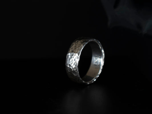 EKRJ763_All Size_Hammer Texture Handmade Silver Ring