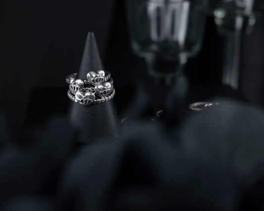 EKRJ779 Heart Crown Handmade Silver Ring