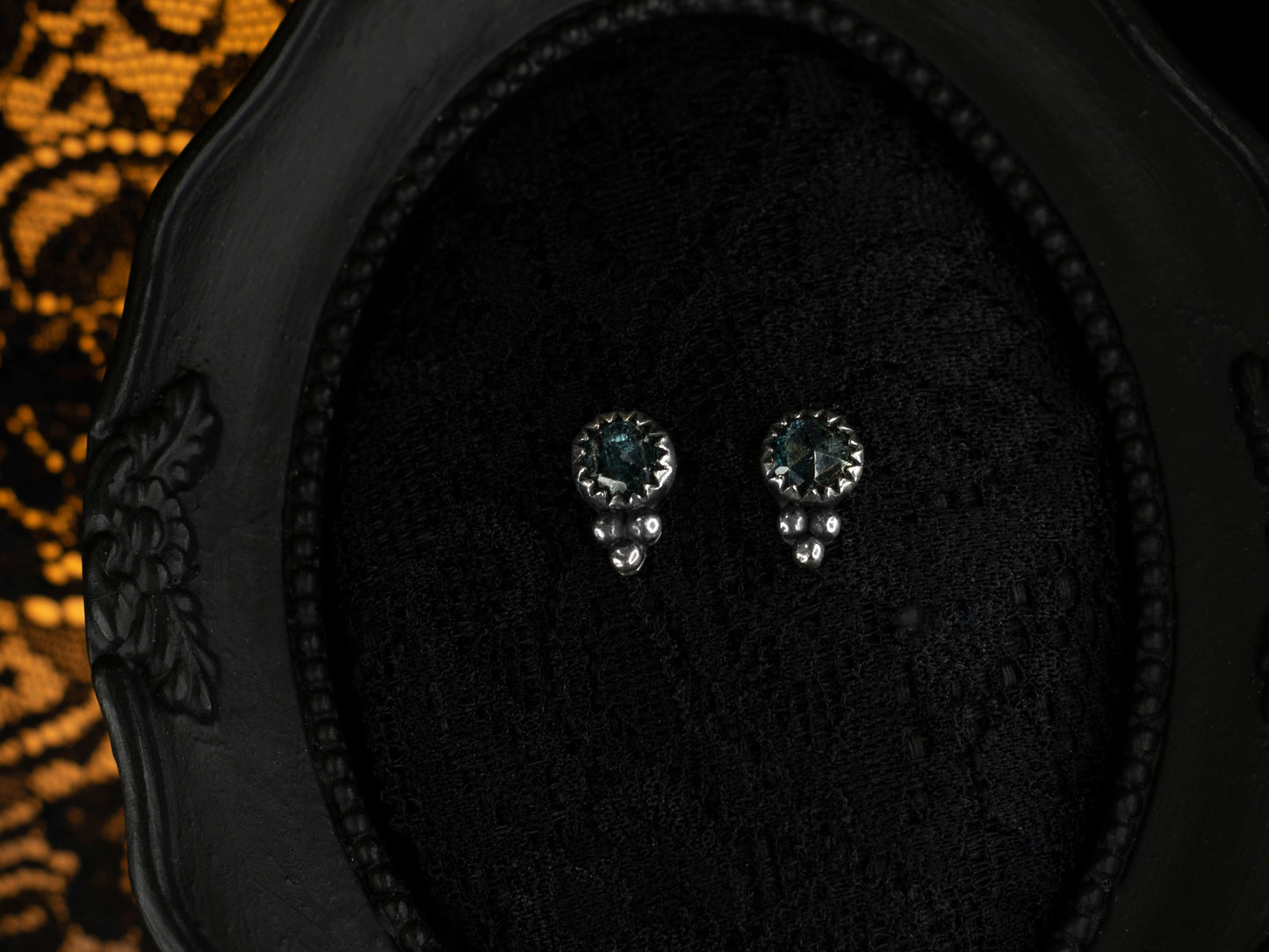 EKRJ807 Teal Moss Kyanite Handmade One-Of-A-Kind Silver Earrings