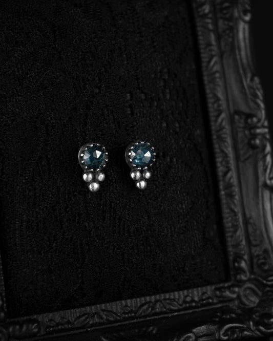 EKRJ807-1 Teal Moss Kyanite Handmade One-Of-A-Kind Silver Earrings