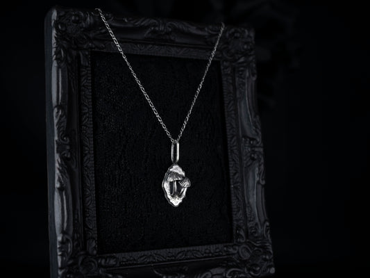 EKRJ822 Fairy Inkcap Mushroom Motif Handmade Silver Necklace