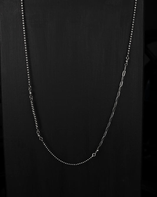 EKRJ865_ Unique sterling silver necklace made with various chains