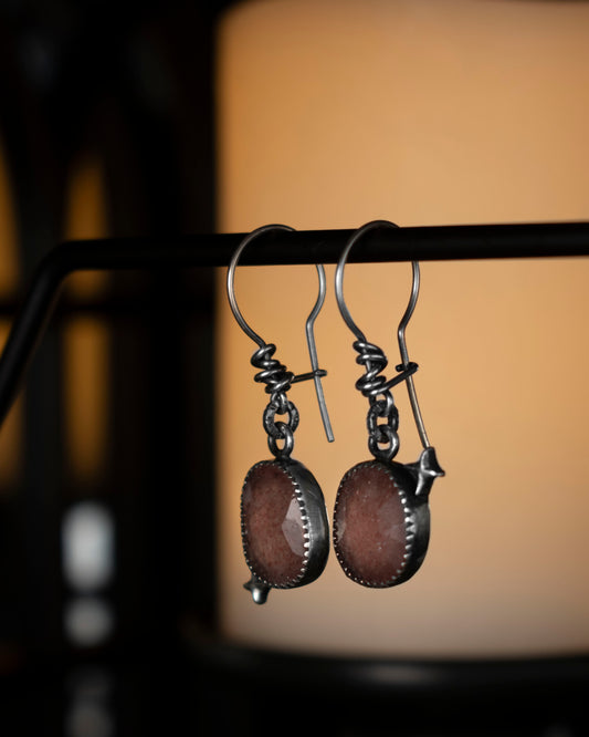 EKRJ878 Pink Strawberry Quartz Earrings