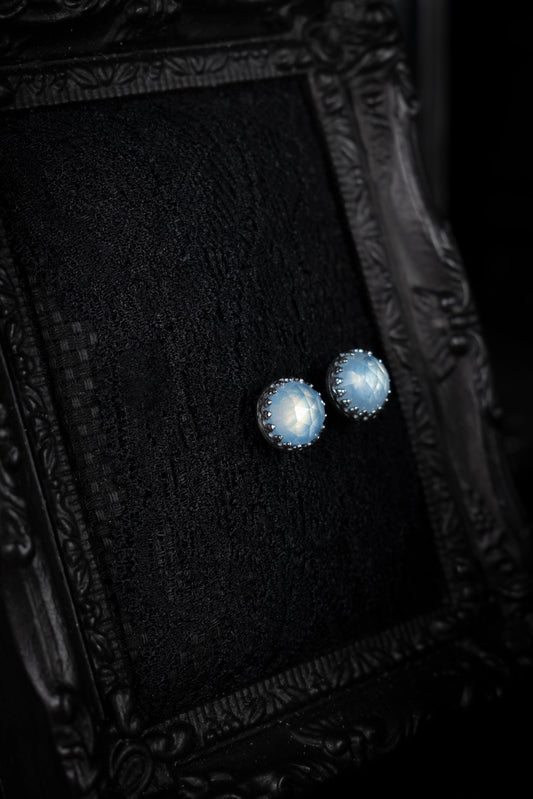 EKRJ949 Natural Aquamarine Minimalist Stud Silver Earrings