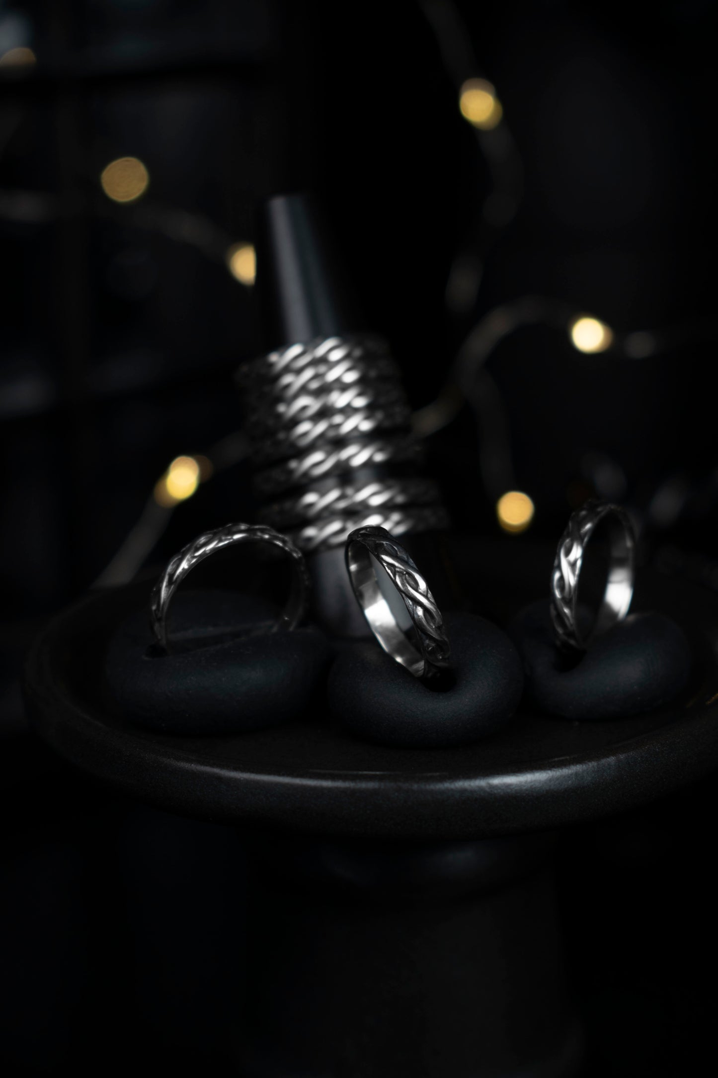 EKRJ966 Double Helix Patterned Sterling Silver Ring