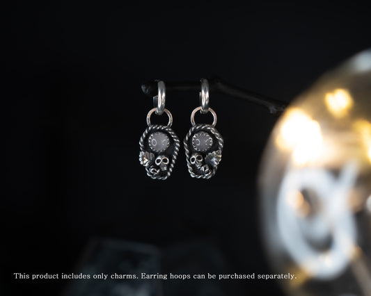 EKRJ679 Rose Quartz Coffin Charms - Sterling Silver