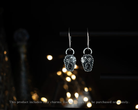 EKRJ680 Sterling Silver Skull Charms with Black Onyx