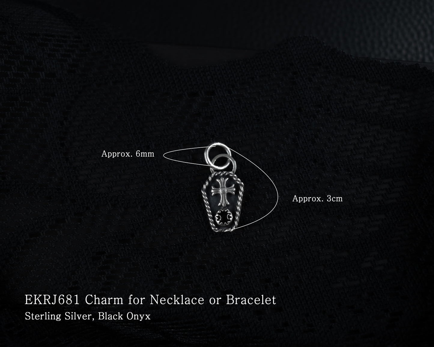 EKRJ681 Sterling Silver and Black Onyx Cross Charm