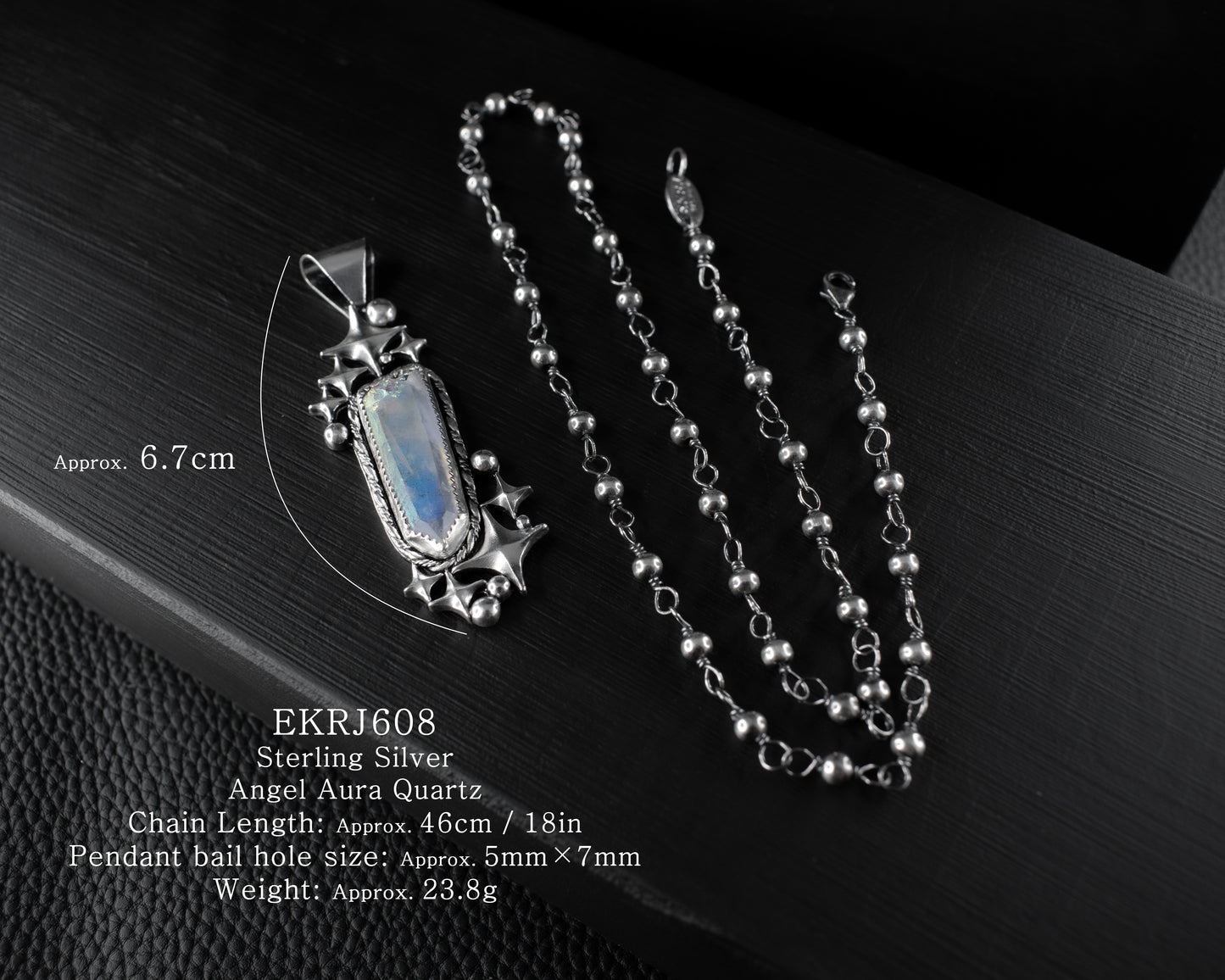 EKRJ608_Angel Aura Quartz Twinkle Star Galaxy One-of-a-kind Necklace