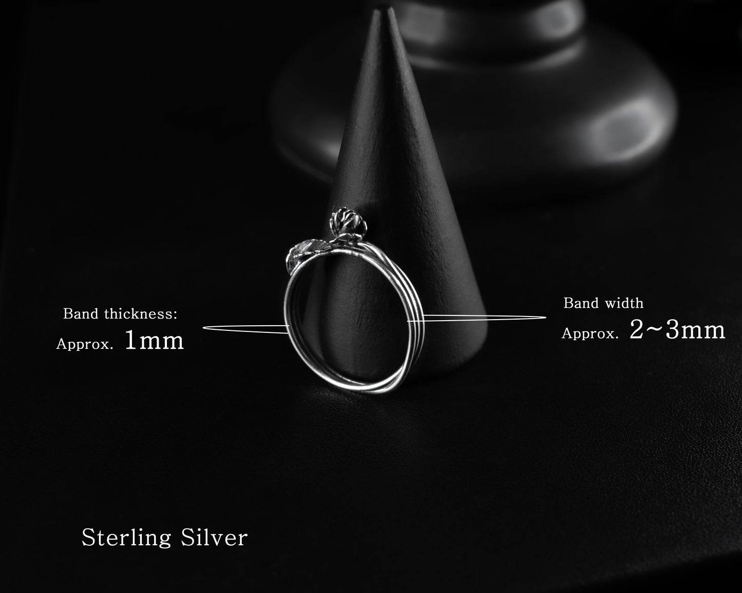 EKRJ624 Minimalist Roes Handmade Silver Ring