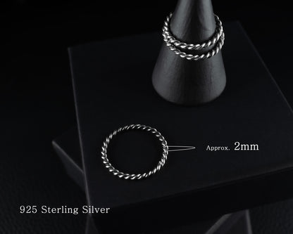 EKRJ501_ All Size_Minimalist Twisted Stack Handmade Silver Ring