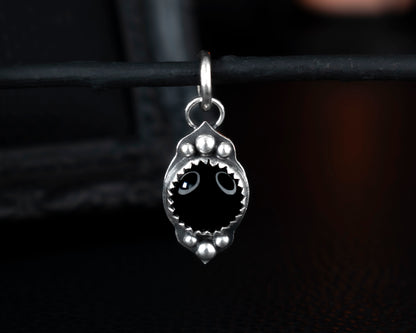 EKRJ650 Gothic Silver and Black Onyx Charm for Pendants or Bracelets