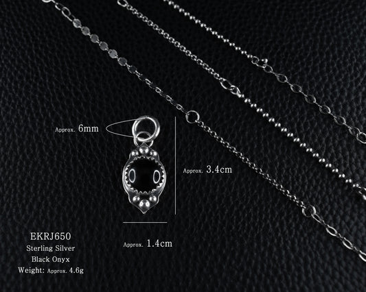 EKRJ650 Gothic Silver and Black Onyx Charm for Pendants or Bracelets