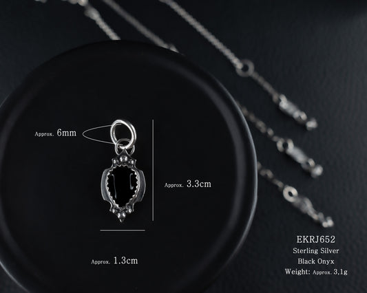 EKRJ652 Gothic Silver and Black Onyx Charm for Pendants or Bracelets