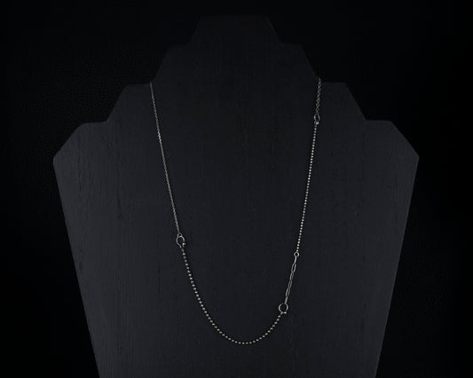 EKRJ656_Handmade Sterling Silver Mixed Chain Necklace