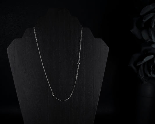 EKRJ657_Handmade Sterling Silver Mixed Chain Necklace