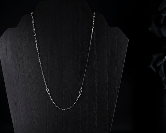 EKRJ658_Handmade Sterling Silver Mixed Chain Necklace