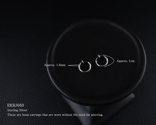 EKRJ660 Sterling Silver Pierce-free Clip On Hoop Earrings