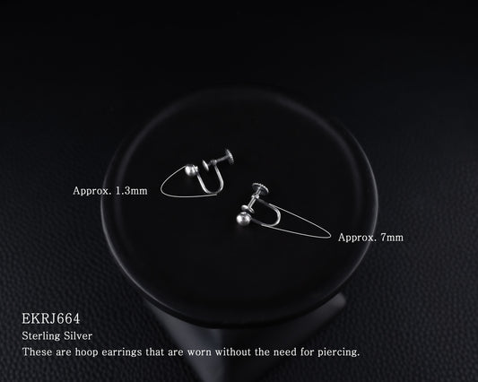 EKRJ664 Sterling Silver Pierce-free Clip On Hoop Earrings