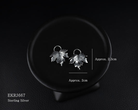 EKRJ667 Maple Leaves Silver Charms for Earrings