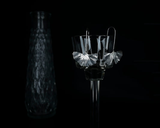 EKRJ701 Ginkgo Leaves Silver Earrings