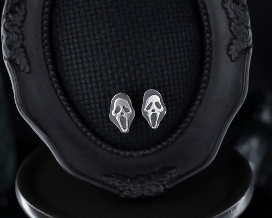 EKRJ710 Ghost Face,Scream Minimalist Sterling Silver Earrings