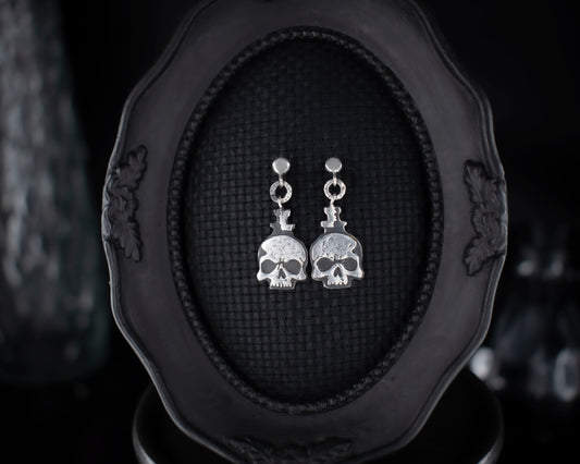 EKRJ712 Skull, Bottle Sterling Silver Earrings