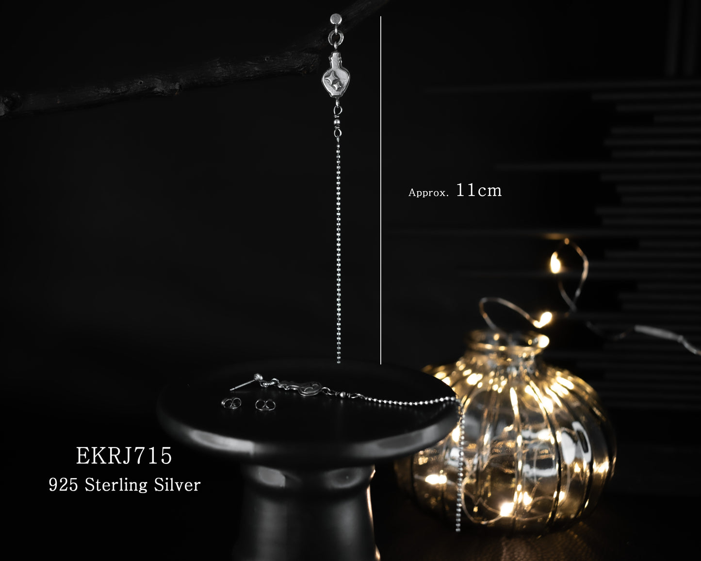 EKRJ715 Magic Potion Bottle Long Drop Silver Earrings