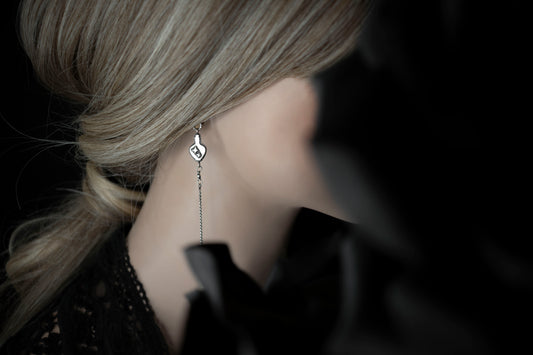 EKRJ715 Magic Potion Bottle Long Drop Silver Earrings