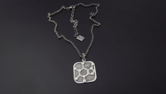 EKRJ386_Motivated by caffeine molecular structure silver necklace