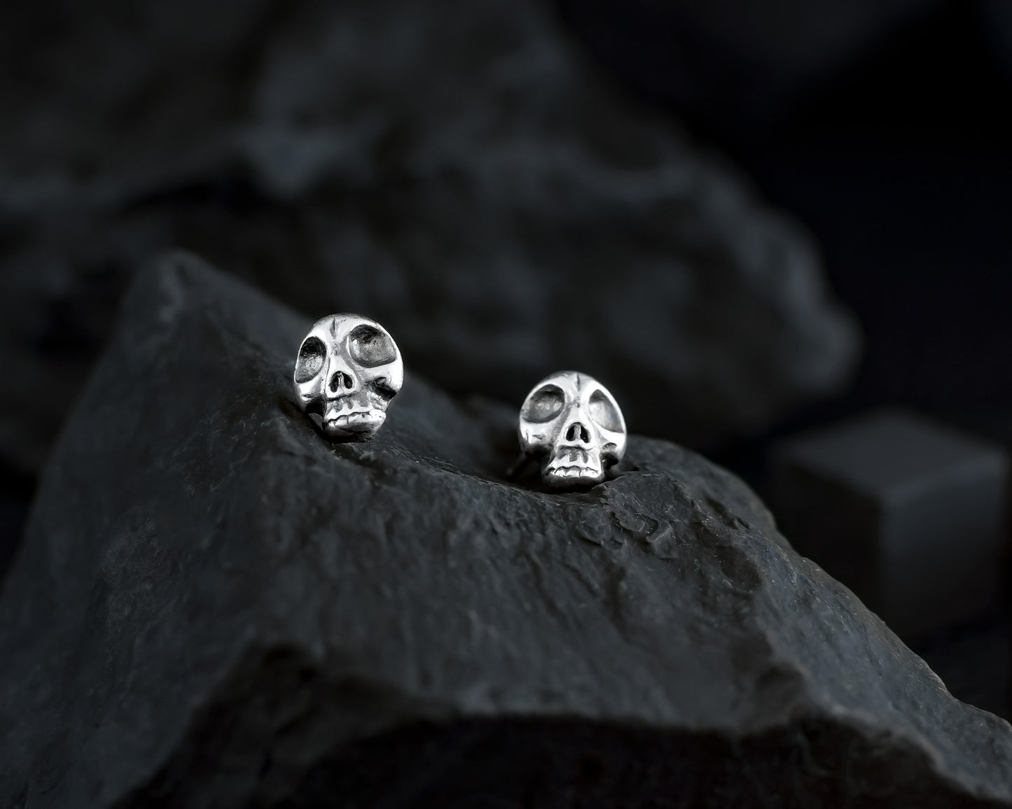 EKRJ371 Handmade Skull Silver Earrings