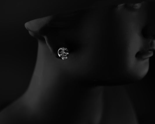 EKRJ371 Handmade Skull Silver Earrings