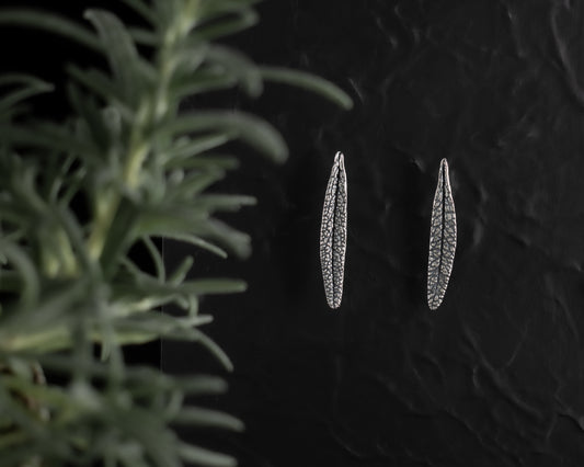 EKRJ486_Rosemary Leaves Silver Earrings