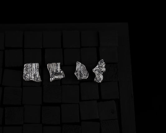 EKRJ488/489_Bark Texture Silver Earrings