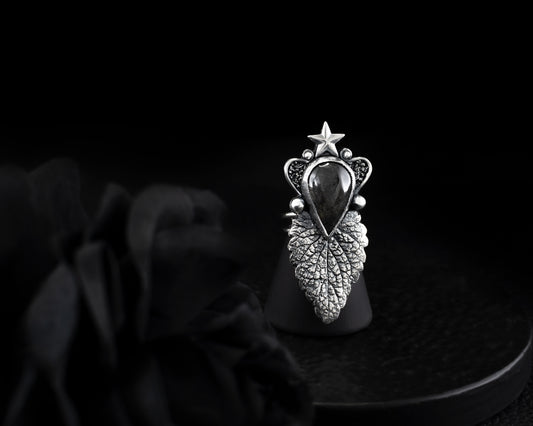 EKRJ494_Size 6~8_Black Rutilated Quartz Silver Ring