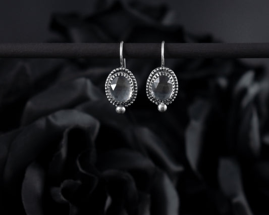 EKRJ531 Natural Clear Quartz Silver Earrings