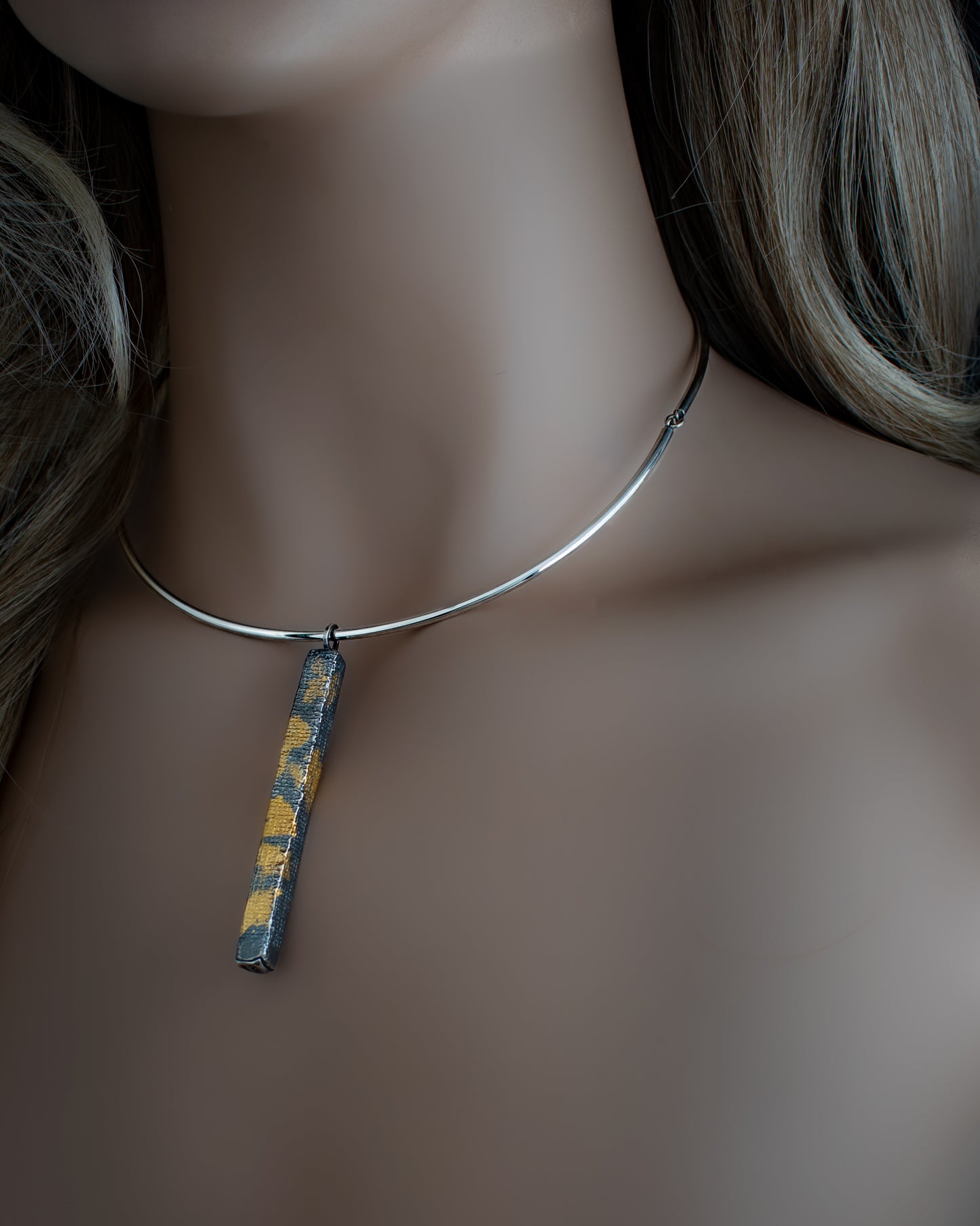 EKRJ543_24K Gold Keum-Boo Silver Necklace