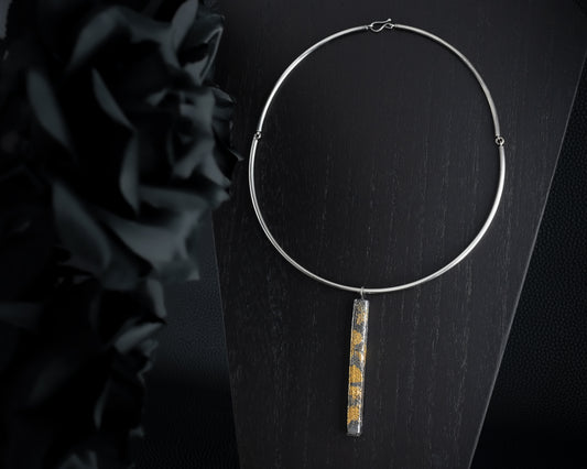 EKRJ543_24K Gold Keum-Boo Silver Necklace